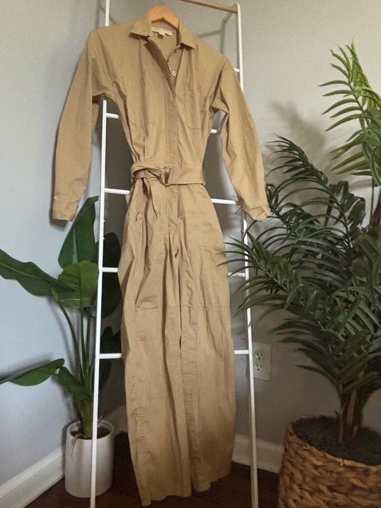 Michael Kors Pants - Michael Kors Tan Button-Front Utility Jumpsuit
